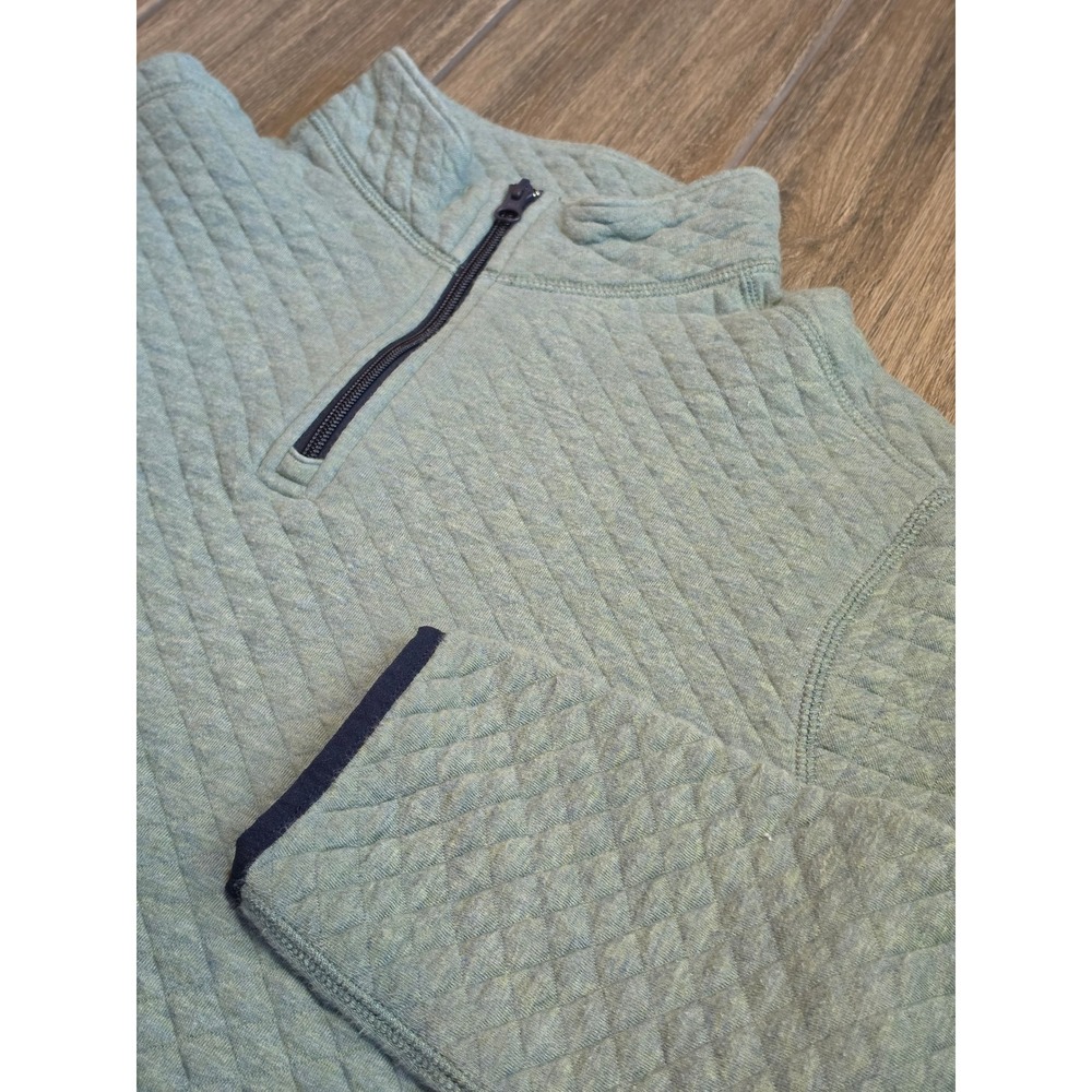J.Crew Authentic Fleece Quilted Quarter Zip Pullover Sage Green Mens Large